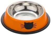 4 Pack Printed Stainless Steel Cat Bowls – 8.1 fl oz Anti-Skid Food & Water Cat Feeding Bowls|Cat Dish for Food and Water Bowl|Cat Feeding Bowl for Kitten (Grey, Red, Orange & Black)