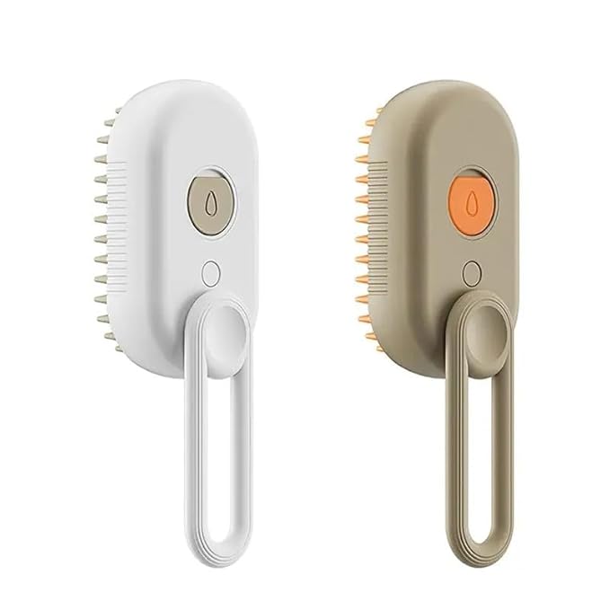 4-in-1 Cat Grooming Brush β Water Spray & Self-Cleaning Shedding Brush for Cats & Dogs β Pet Hair Removal & Massage Comb for Long & Short Hair (Beige).