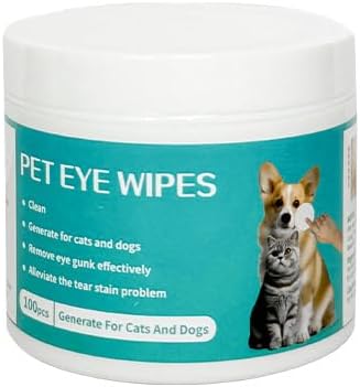 Pet Eye Cleaning Wipes for Cats&Dogs,Soft Non-Irritating,Fragrance Free Facial Wipes to Remove Discharge,Hypoallergenic Tear Stain Remover with Natural Formula(100 PCS)