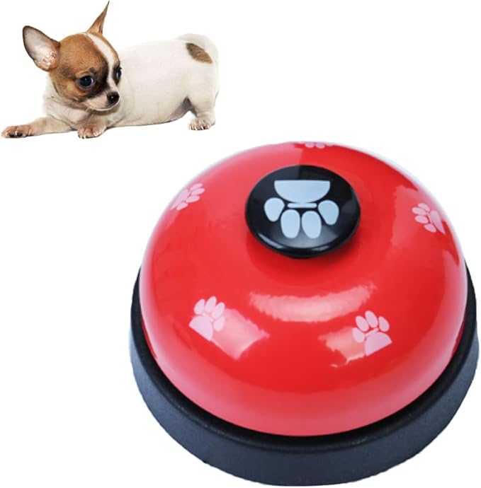 Dog Bell, 1PC Dog Training Bell Puppy Pet Training Bells Cat Door Clear Ring Tell with Non-Skid Rubber Base Communication Device for Your Pet(Red)