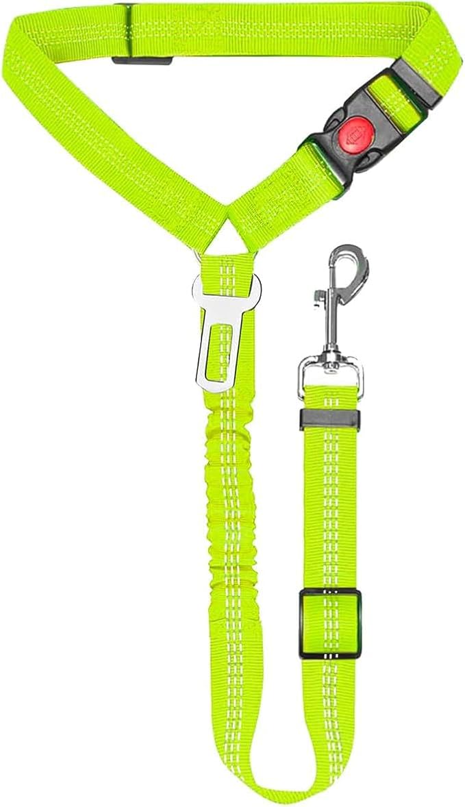2 PCS Dog Seat Belt for Car Frskcssd Adjustable Dog Car Harness Heavy Duty Nylon Dogs Safety Seat Belt (Black + Green)