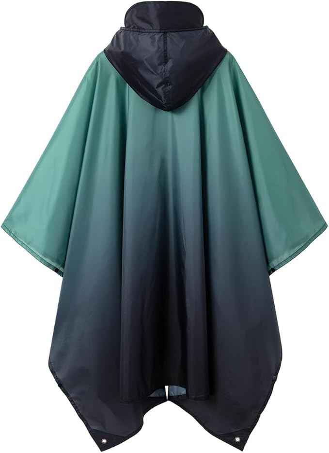 Hooded Rain Poncho for Adult, Waterproof Lightweight Raincoat for Hiking Camping