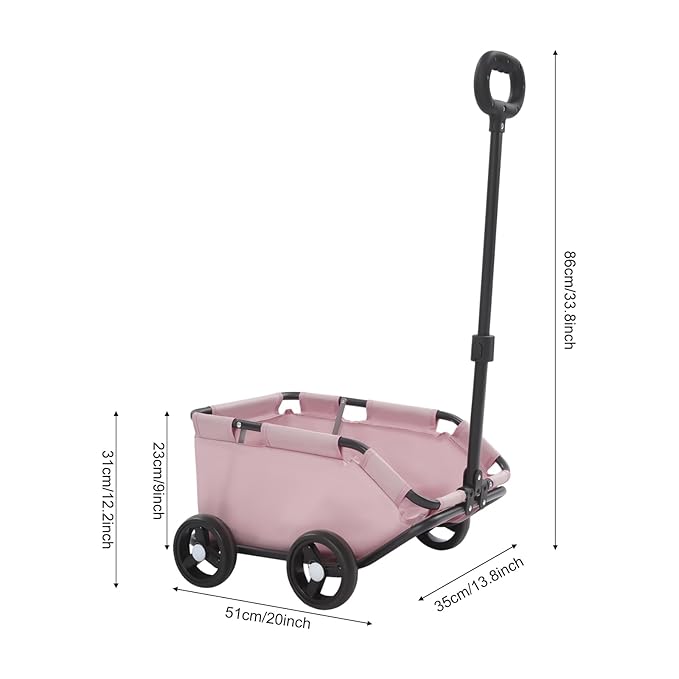 Dog Stroller,4 Wheels Folding Dog Cart Collapsible Wagon Pet Stroller for Travelling Shopping Walking Playing for Small Dogs Cats (Pink)