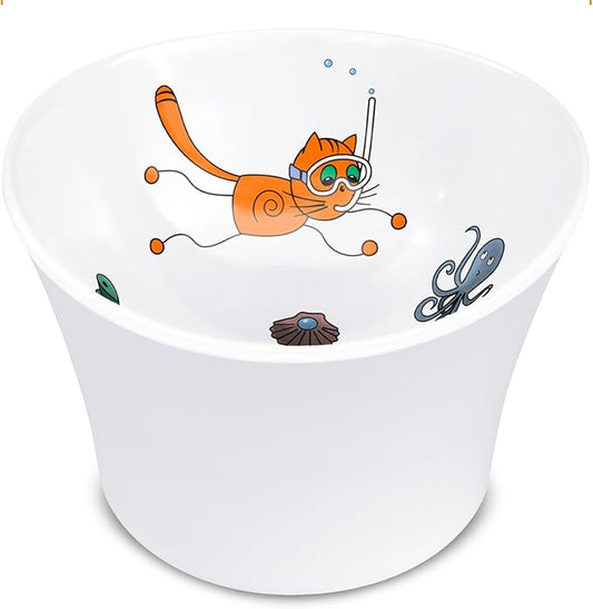 Elevated Cat Water Bowl – Shallow Raised Cat Bowl for Whisker Fatigue; Vet-Recommended Height, Food-Grade Melamine, Non-Slip & Dishwasher Safe Cats Dish - 8 oz, Original