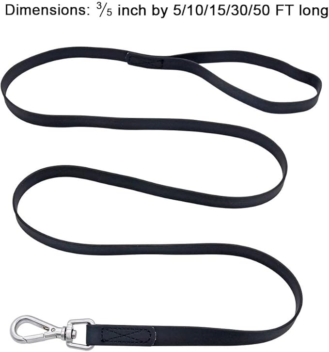 Waterproof Dog Training Leash 50FT 30FT 15FT 10FT 5FT Heavy Duty Recall Long Lead for Large Medium Small Dogs (15FT, Black)