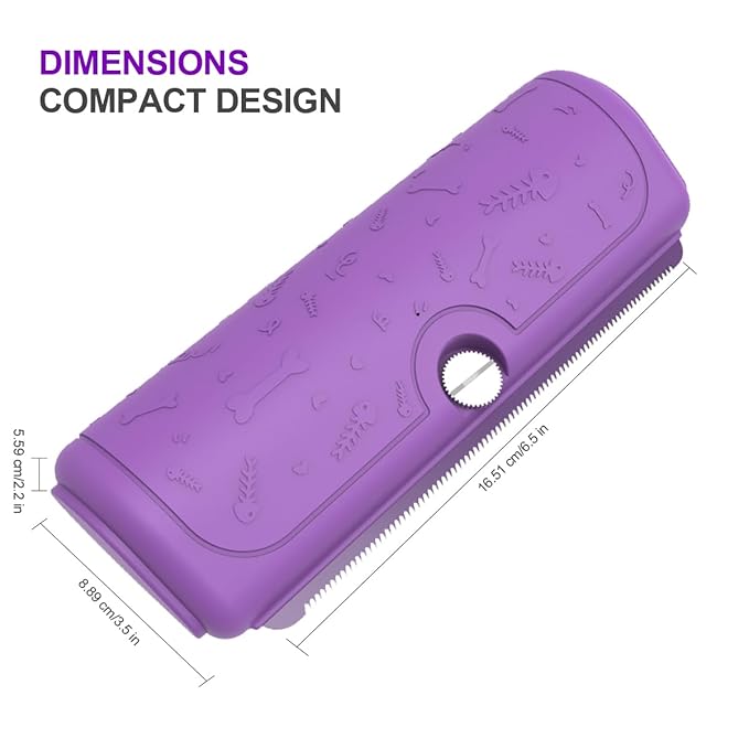 Dog and cat deshedding brush for shedding and short haired pets, pet deshedding tool with stainless steel shedding blade and non slip handle for short and medium coats