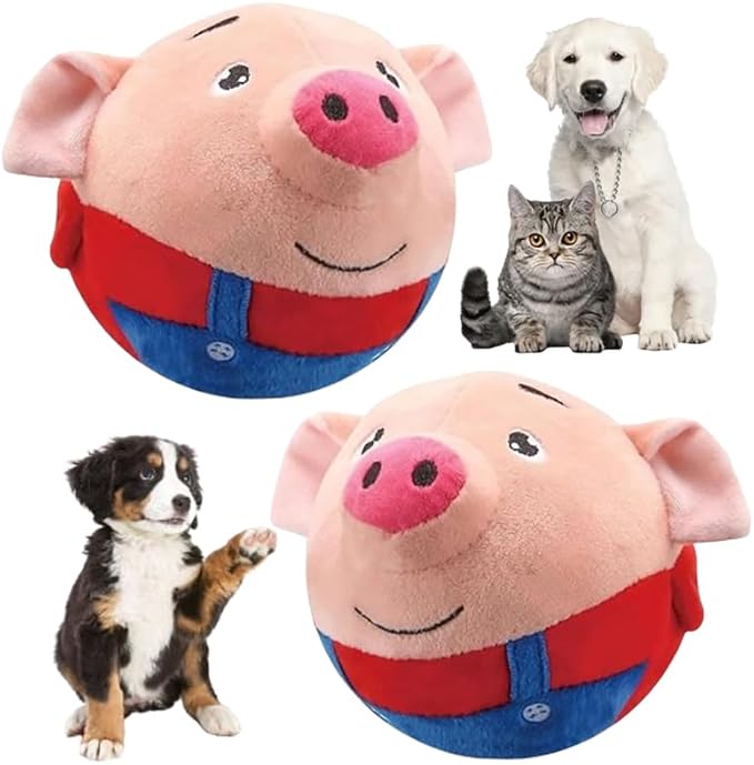 SENOY Active Moving Pet, 2024 Upgrade Interactive Dog Puppy Squeaky Moving Dog Ball Washable Cartoon Pig Sound Electronic Shake Bounce Boredom Talking for Pets