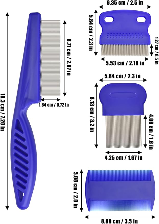 Flea Comb for Cats Dogs, 8 Pack Flea and Lice Grooming Comb Set for Cats, Pet Grooming Tools for Small, Medium & Large Pets (Pink & Blue)