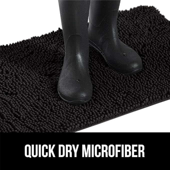 GORILLA GRIP SOAKSTOPPER Dog Door Mat, 70x24 Machine Washable Rug Absorbent Doormat Captures Moisture Mud Dirt, Quick Dry Soft Chenille Entryway Rugs Indoor Entrance Mats for Dog Paws, Black