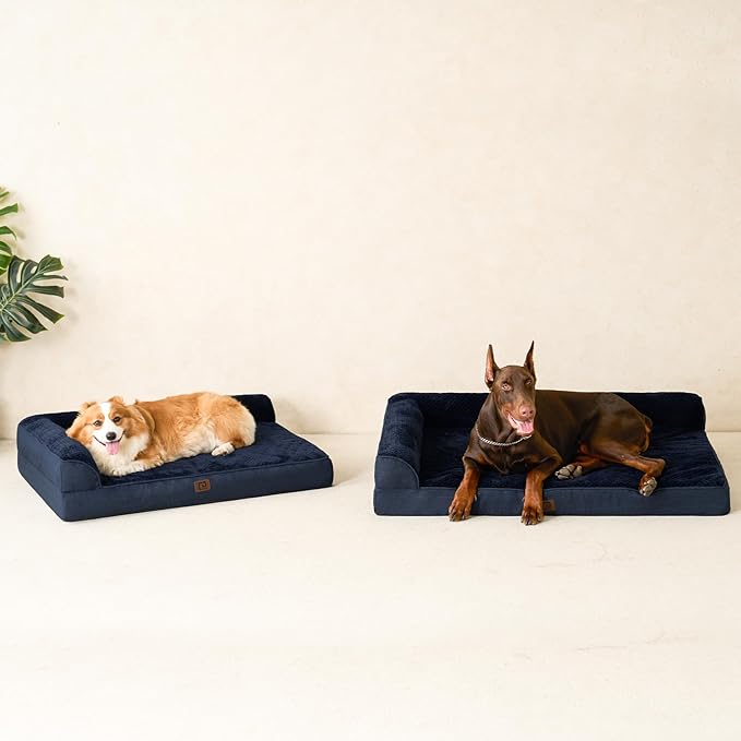 EHEYCIGA Memory Foam Dog Bed XLarge Sized Dogs, Extra Large Dog Bed Orthopedic with Washable Removable Cover, Waterproof XL Pet Bed Couch, 44x32x6.5 Inches, Navy Blue