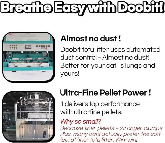 Korea Brand DOOBIT, Clumping Litter, Cat Tofu Litter,Non Toxic Low Tracking,1.5mm Fine Cut,Solubility in Water,Ultra Absorbent, Really Dust-Free,I'm Gonna Pee(5.7lb x 4pack)