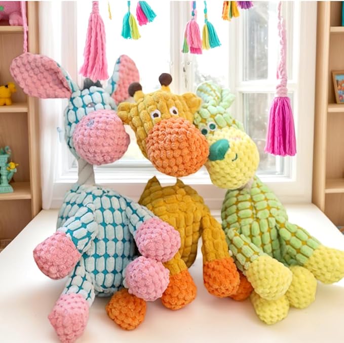 Interactive Dog Toys, Squeaky Chew Toys for Dogs, Durable Soft Plush Toys with Squeaker for Aggressive Chewers, Easy Clean Quick Dry Fun Toys for Small Medium Large Breed Dogs (Green+Orange)