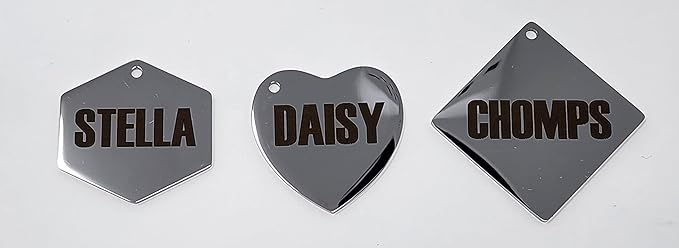 Dr. Fremont's Stainless Steel ID Dog Tags Engraved for Pets Personalized for Cat or Dog Collar Bold Font for Safety (Small, Heart)