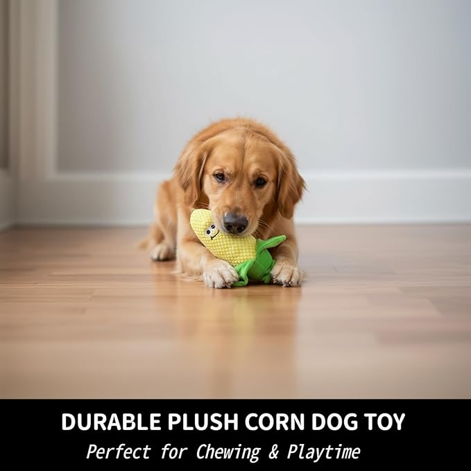 CT SUN Corn & Broccoli Dog Toy Set – Squeaky Plush Teeth-Cleaning Toys with Realistic Texture, Durable Interactive Tug Toys for Dogs and Cats