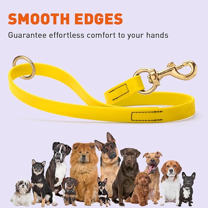 Viper Biothane K9 Working Dog Leash Waterproof Lead for Tracking Training Schutzhund Odor-Proof Long Line with Solid Brass Snap for Puppy Medium and Large Dogs 20in, Lemon Yellow