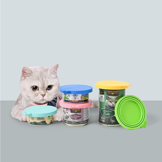 WePet Pet Food Can Covers, Silicone Lids, BPA Free, Dishwasher Safe, Fit Most Standard Size Canned Cat and Dog Food, 3oz/5.5oz/12.5oz/13.2oz, Golden Yellow/Lime Green/Royal Blue