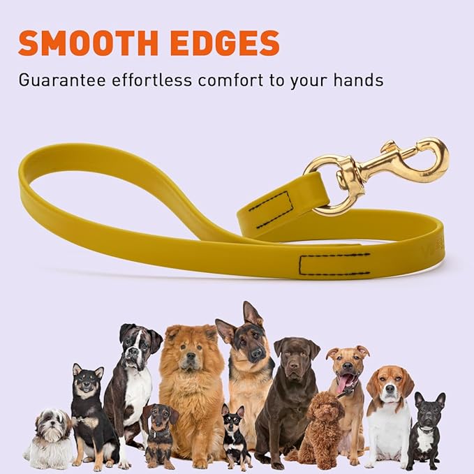 Viper Biothane K9 Working Dog Leash Waterproof Lead for Tracking Training Schutzhund Odor-Proof Long Line with Solid Brass Snap for Puppy Medium and Large Dogs 20in, Treasure Gold