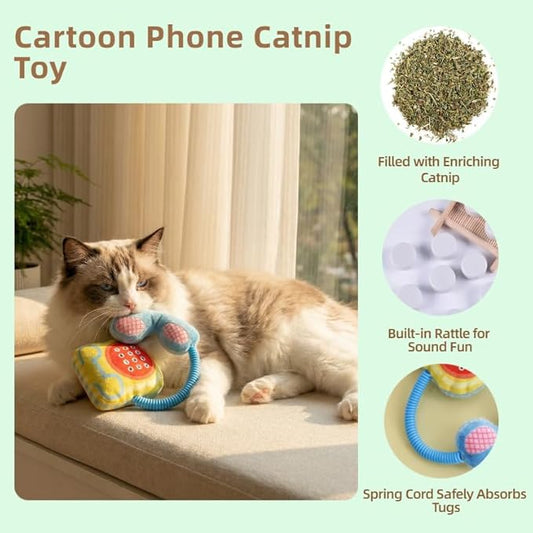 5 Pcs Catnip Toys Combo Set for Indoor Cats, Interactive Kitten Toys with Catnip & Silvervine Sticks, Squeaky Cat Toys for Dental Health, Exercise & Boredom Relief Play Enrichment