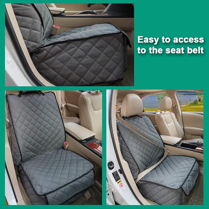 HAPYFOST Waterproof Front Seat Cover Dog Car Seat Covers Nonslip and Full Protection with Side Flaps Fits Most Cars, Trucks, SUVs(Grey, 2Pack)