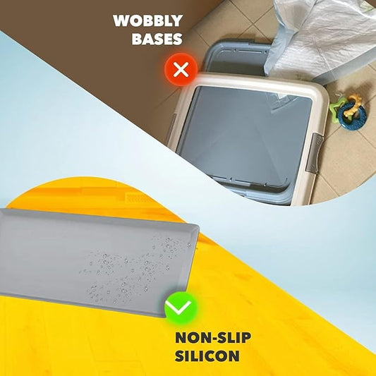 TidyFriend Dog Pee Pad Holder Tray - Fits Up to 24” x 24” Pee Pad Holder for Dogs - Stable Grip, Raised Edges, Quick-Wipe Silicone Surface Dog Pad Holder for Indoor Flooring Protection (Dark Grey)