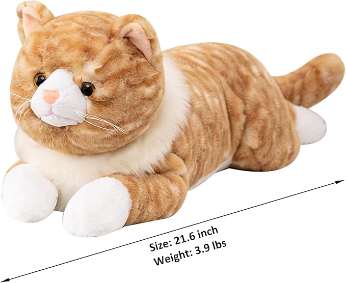 Fawowe Cat Weighted Stuffed Animals, 3.9 lbs 21.6 inch Weighted Cat Plush Toy Realistic Plush Animals Pillow Toy for Adults and Kids