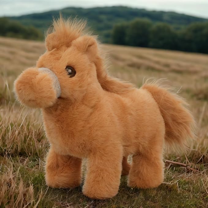 Easfan Walking Pony Toy Plush Interactive Pony Electric Plush Pet Toy with Sound Stuffed Animal Christmas Birthday Gifts for Kids Toddlers,8"