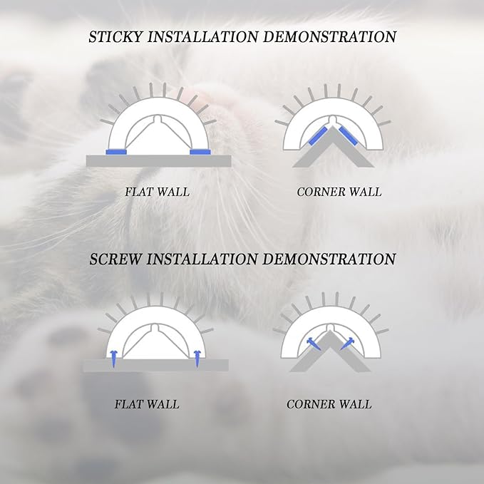 2 Pack Cat Self Groomer, Wall Corner Groomer Brush, Cat Face Scratchers, Cat Self Groomer for Indoor Cats, Wall Corner Cat Scratcher for Long/Short Fur Kitten 6.3inch