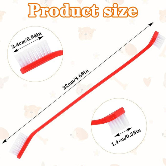 300Pcs Dog Toothbrushes Bulk Dual Headed Dog Teeth Long Handle Plastic Brush Tooth Brush for Large Small Dogs Cats Puppy Teeth Cleaning Dental Care Supplies 10 Colors+