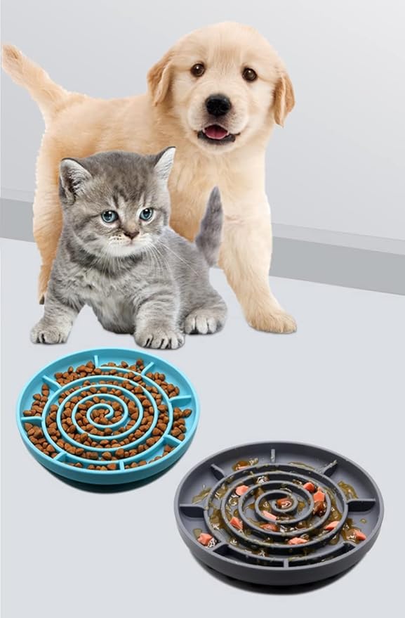 Slow Feeder Bowl, Soft Silicon Rubber Slow Down Eating Time for Dog, Cat, Puppy Pet with Strong Suction Cups for Dog Bowls