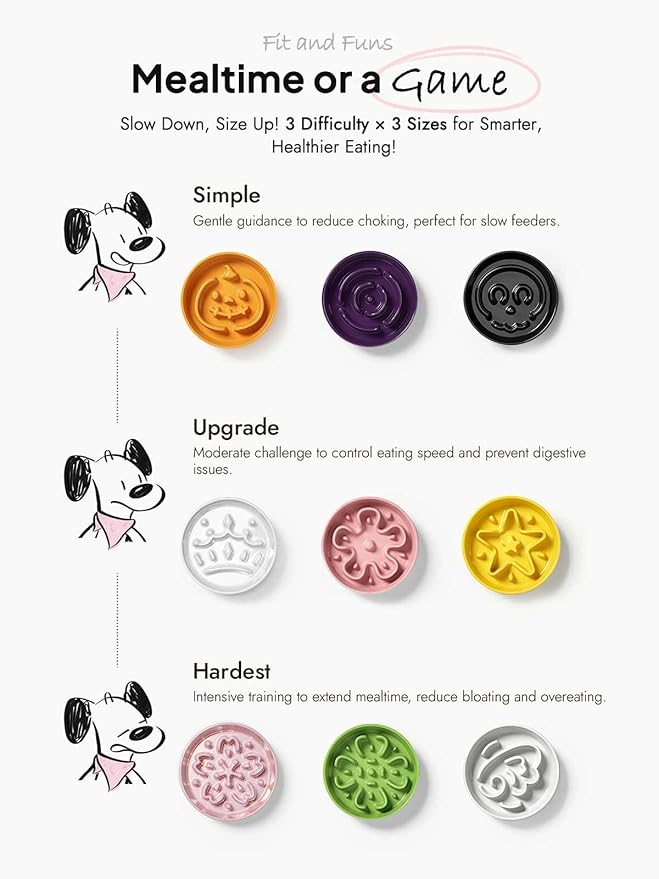LE TAUCI Ceramic Slow Feeder Dog Bowls Small Breed, 0.6 Cups Dog Food Dish for Fast Eaters, Puzzle Bowl for Small Dogs and Cats,Sakura Pink