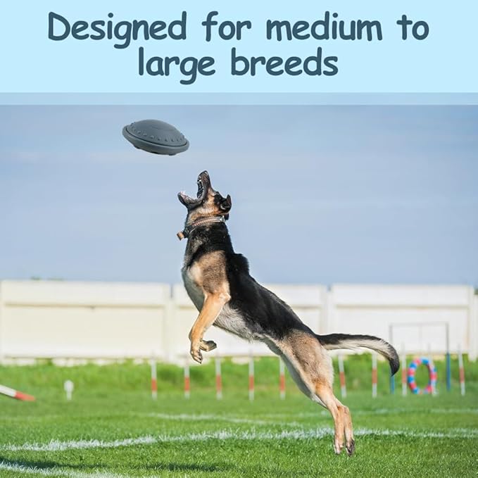 2-in-1 Dog Slow Feeder & Flying Disc, Silicone Puzzle Toy Interactive Treat Dispenser for Large Medium Breeds