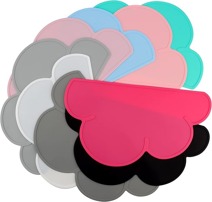 DesignSter Pet Food Mats–Dog Cat Feeding Mat Top Grade Cloud Silicone Pad Anti-Slip Waterproof Anti-Slip Bowl Placemat (White)
