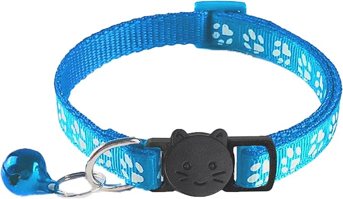 6 Pack Breakaway Cat Collar with Bells, Claw Print Design, Safety Buckle Kitten Collars, 0.4 Inches Width Lightweight, Adjustable 7.5-12.5 Inches Suitable for Girl Boy Cats