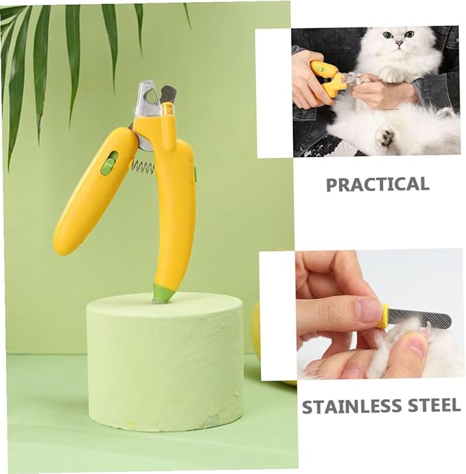 Gadpiparty Pet Nail Clipper with LED Light and Safety Guard for Dogs and Cats Sharp Blades for Smooth Cutting Anti-Cutting Blood Line Grooming Tool for Precise Claw Trimming Yellow