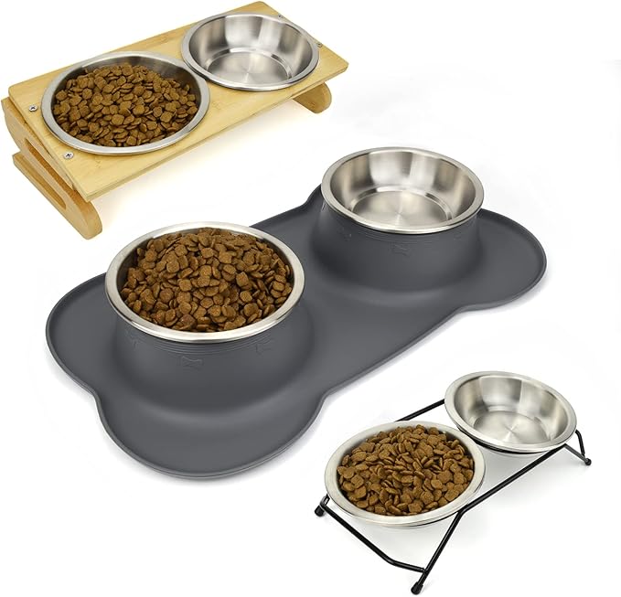 Stainless Steel Cat Bowls 4 Pack, Whisker Fatigue Relief Cat Food Dish, Metal Shallow Wide Large Replacement Plate for Dog and Pet, Ideal for Raised Elevated Pet Feeding Station Stand, 7.1"