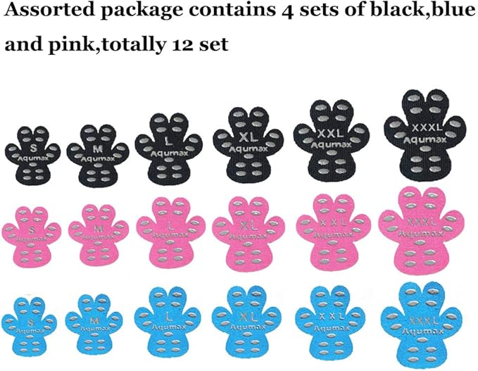 Aqumax Dog Paw Protector Anti-Slip Pads,Toe Grips for Senior Dogs,Paw Grips Traction Pads for Slippery Hardwood Floors,Essentials for Senior Dogs,12 Sets (48 pcs) XXXL Multicolor
