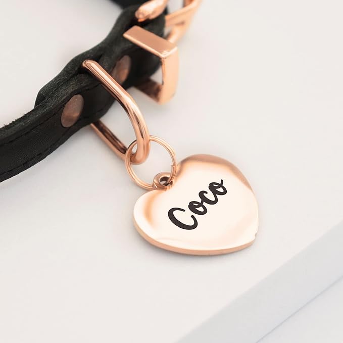 Custom Heart Shape Pet Tag ID, Personalized Stainless Steel Cute Shiny Bling Safety Lost Collar Tag for Boy & Girl Dogs Puppies Cats with Ring Laser Engraved SOS customizable with Name, Phone, Address
