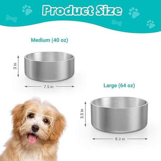 LIANLAI Stainless Steel Dog Bowls, Rust-Resistant Pet Bowls, Non Slip Dog Water Bowl, Versatile Feeding Bowls(40 oz