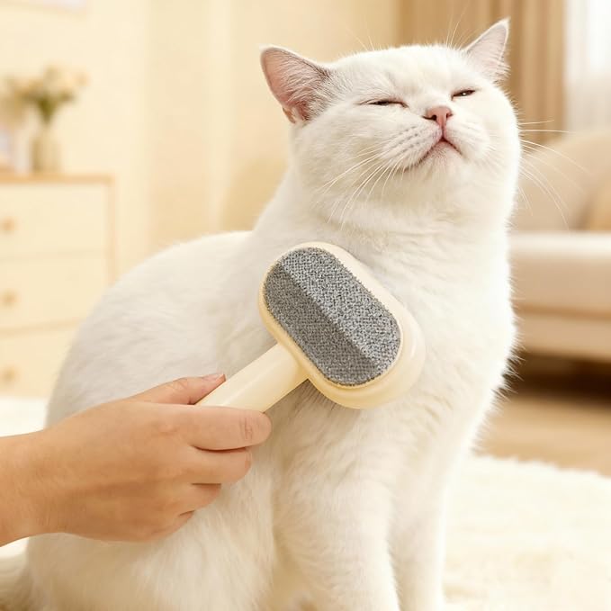 Professional Cat & Dog Deshedding Brush - 1-Button Release Grooming Tool for Long/Short Hair Cats, Dogs, Rabbits & Small Animals (Orange)