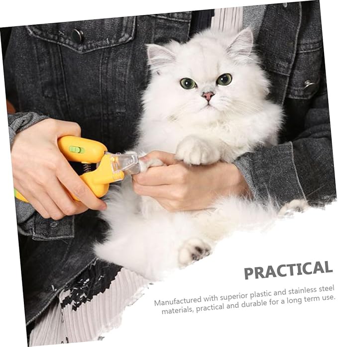 TOYANDONA LED Illuminated Pet Nail Clipper for Cats and Dogs Sharp Blades with Safety Guard Ergonomic Elastic Design for Easy Precise and Effortless Nail Trimming Yellow