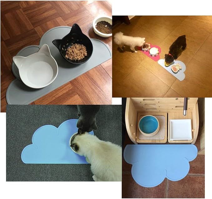 DesignSter Pet Food Mats–Dog Cat Feeding Mat Top Grade Cloud Silicone Pad Anti-Slip Waterproof Anti-Slip Bowl Placemat (Lilac)