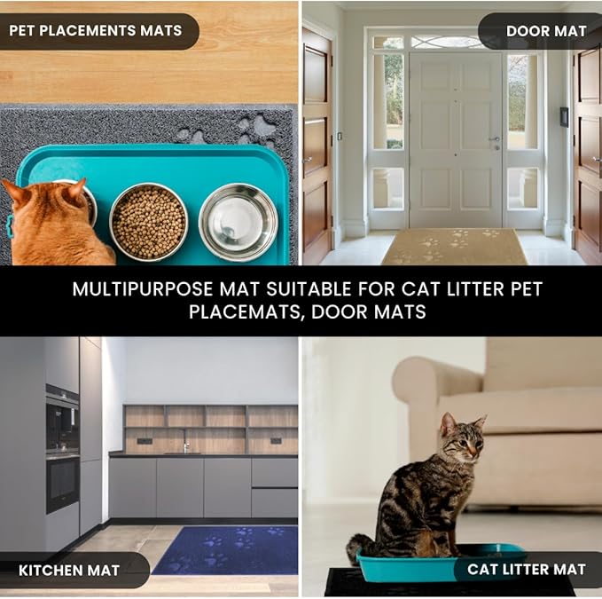 Andalus Extra Large Cat Litter Mat, Pack of 1 - Waterproof, Non-Slip & Easy to Clean Cat Litter Box Mat for Extra Efficient Pet Litter-Trapping, Black (35” X 23”)