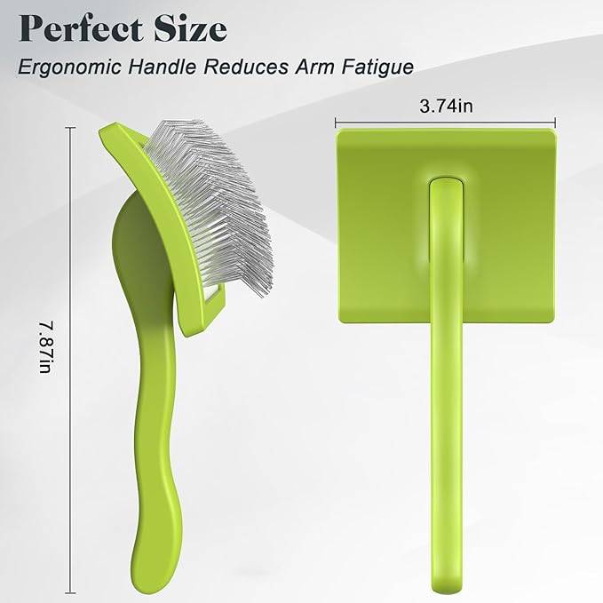 2PCS Slicker Brush for Dogs & Pet Comb,Professional Dog Grooming Brush (Goldendoodles,Poodles,Labradoodles) with Extra Long Pins to Effectively Remove Tangles, Knots and Mats (Green, Large)