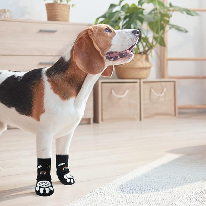 PUPTECK 2 Pairs Anti-Slip Dog Grip Socks for Hot/Cold Pavement, Traction Shoes for Senior Dogs Hardwood Floors Control, Boots with Grippers to Prevent Licking Paws Protectors Booties Outdoor