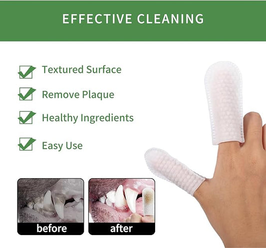 Pet Teeth Disposable Gentle Cleaning Wipes Multifunctional, Finger Toothbrush for Dogs & Cats Bad Breath Eliminator Removing Plaque & Tartar Buildup No-Rinse Gum Care Pet Wipes 55