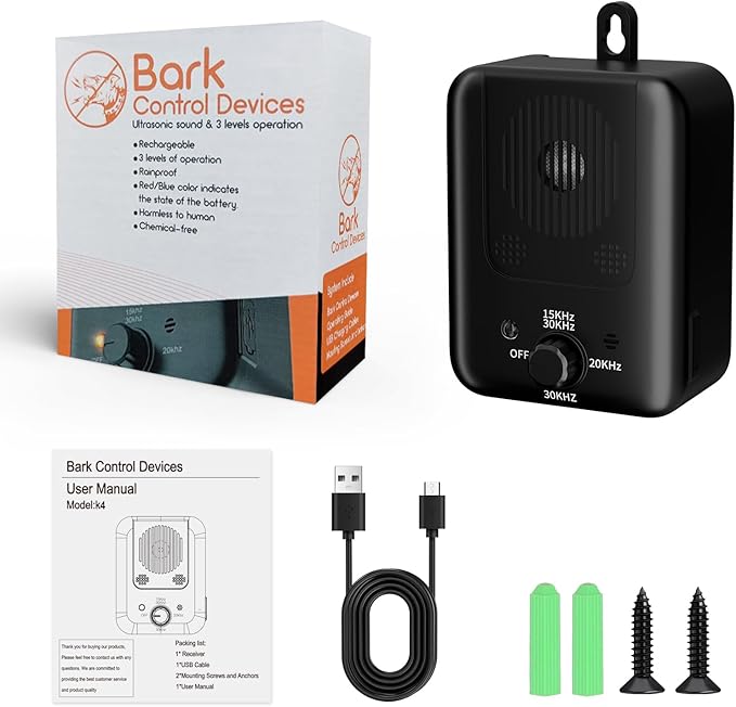 Anti Barking Device for Dogs - 50FT Dog Barking Deterrent Device - 3 Modes Ultrasonic Stop Dog Barking - Rechargeable Bark Stopper Indoor Outdoor Home Garden Automatic Bark Alarm Tool Dogs (Brown)