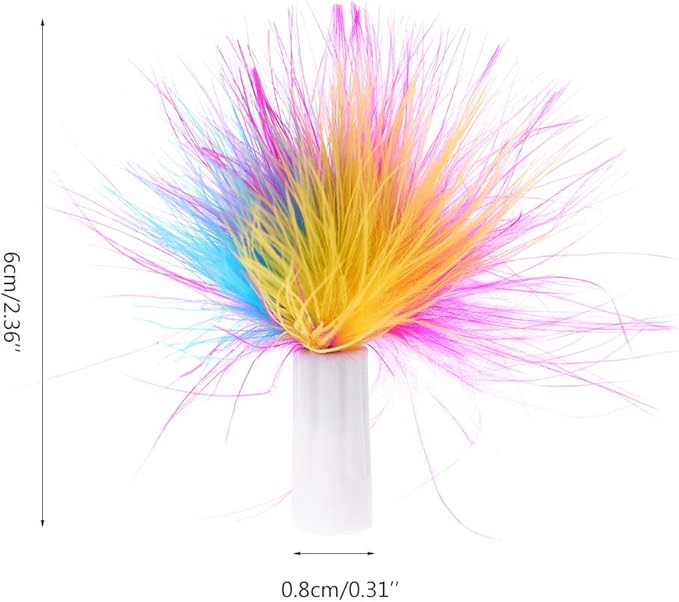3 Pack Cat Feather Refills, Interactive Teaser Wand Attachments, Colorful Replacement Bird Lures for Kitten Chasing Toy