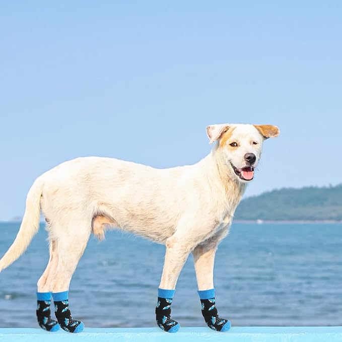 SCENEREAL Anti Slip Dog Socks to Prevent Licking Paws for Hardwood Floors, Double Sides Dog Shoes Boots & Paw Protectors for Hot/Cold Pavement, Dog Grippy Booties for Small Medium Large Senior Dogs