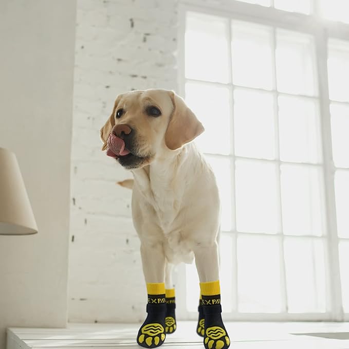 EXPAWLORER 6PCS Anti-Slip Dog Socks to Prevent Licking Paws,Dog Shoes for Hot Pavement,Best Paw Protector Traction Control on Hardwood Floor,Dog Booties for Puppy Small Medium Large Senior Dogs
