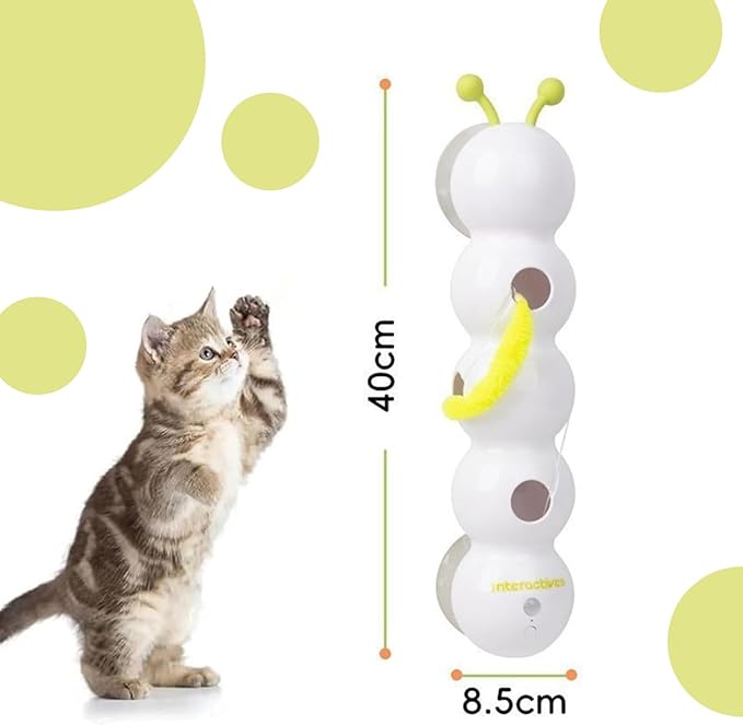 Whack a Worm Post Cat Toy, Interactive Caterpillar Smart Motion Cat Toy with Worm Design & Motion Sensor, Automatic Indoor Electronic Cat Toys, with Suction Cup Base & USB Rechargeable (#B*2PC)